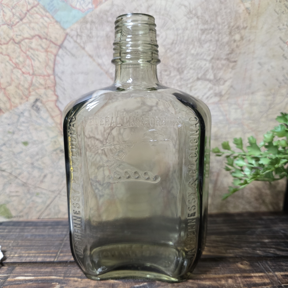 Vintage JAs Hennessey & Co Glass Cognac Bottle